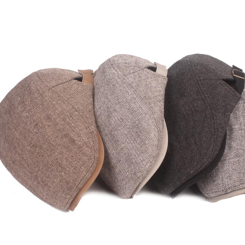 Зимняя утолщенная теплая кепка с утиным язычком, мужская простая кепка-берет с узором «елочка» для пожилых людей, шляпа-шляпа