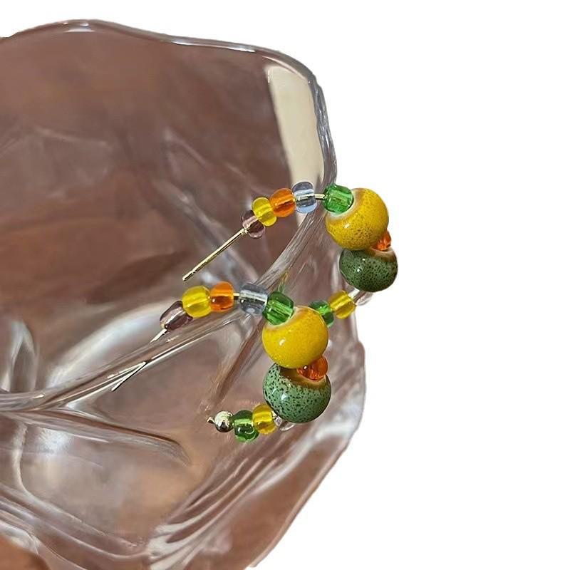 Серьги в китайском стиле из натурального камня с бусинами на лето 2025 года - Элегантные и универсальные