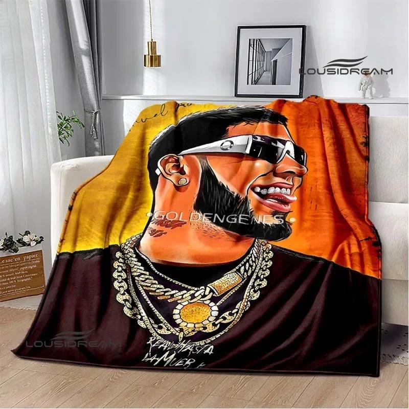Пледы с принтом рэпера Anuel AA Плед для пикника Фланелевый Теплый плед Мягкий уютный плед Дорожные пледы Постельные принадлежности Подарок на день рождения