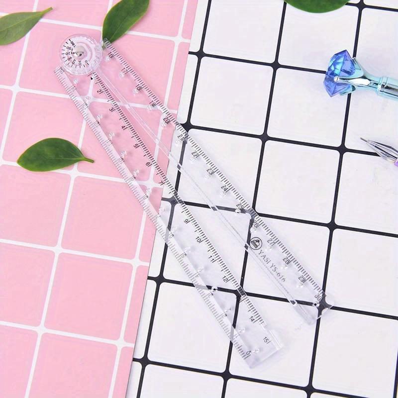 Creative Acrylic Transparent Folding Ruler Simple Scale Plastic Ruler Drawing Ruler For School Office Gadgets Korean Stationery