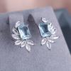 Exquisite Leaf Zircon Square Earrings for Women Silver Color Wedding Banquet Earrings Charm Jewelry Gifts