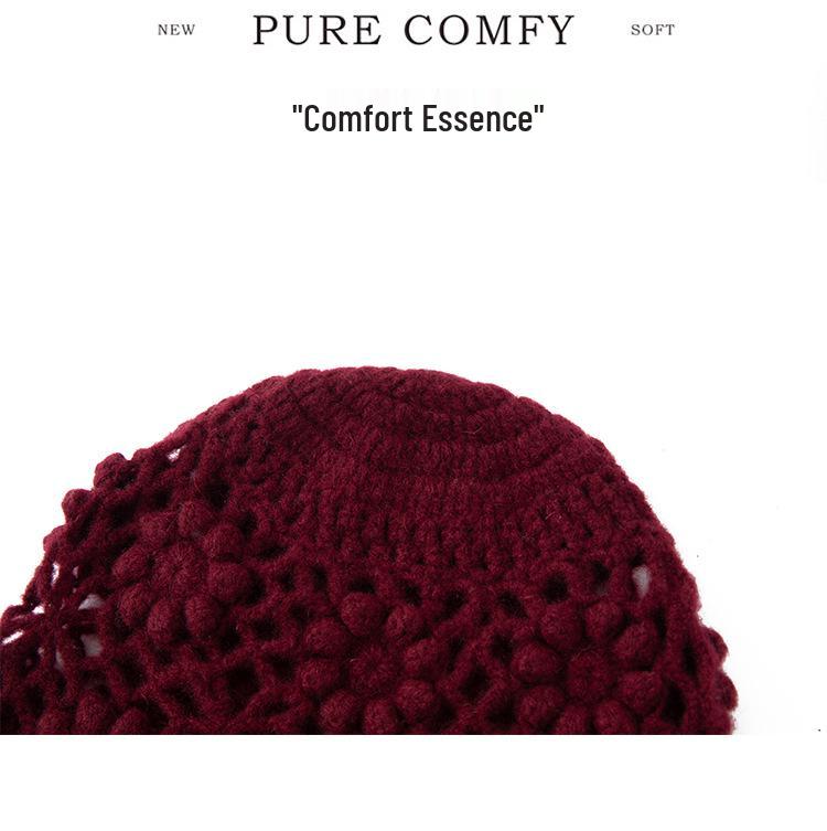 100% Pure Cashmere Japanese Retro Crochet Hat - Women's Autumn/Winter Collection
