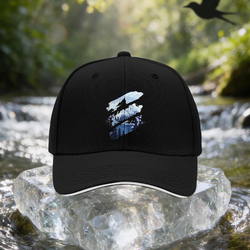 Snow Mountain Lake Scenery Sandwich Cap Unisex Easy Lightweight Adjustable Outdoor Sun Hat Ideal Gift for Travel Parties And