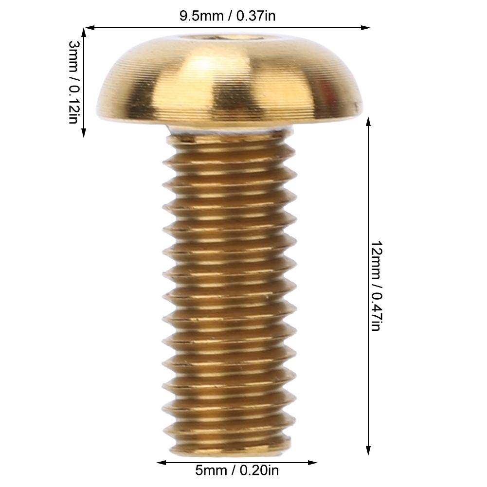 Упаковка из 5 шт. Титановый сплав M5*12 Болты для флягодержателя велосипеда M5*10 Винты для дискового тормоза(M5*12 Золотой