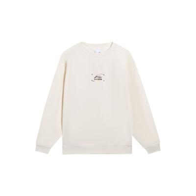 Li-Ning Серия Sports Trend с буквенным принтом и логотипом. Пуловер с круглым вырезом. Свободная повседневная толстовка с длинными рукавами. Топы унисекс. Off-White AWDT063-3.