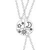 3Pieces Round Sun Star Moon Pendant Necklace Best Friend Forever Friendship Bff Men And Women Charm Chokers 2023