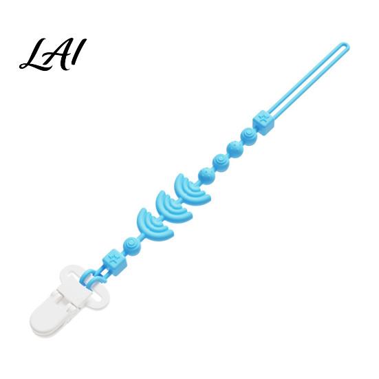 BPA-free Pacifier Leash Silicone Clip with Teether for Infants BPA-Free Chewable Baby Anti-Drop Holder Non Metallic Chain 0-24 Months Boil-Safe
