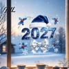 Easy Apply Window Film 2027 New Year Christmas Static Cling, Glue?Free Snowflake Glass Reusable Stickers Sticker, Holiday for Home Shop Decor