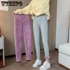 Thick Cloud Fleece One-piece Cotton Pants for Women Wearing Winter Gray Leggings with High Waistband and Thick Fleece for Warmth