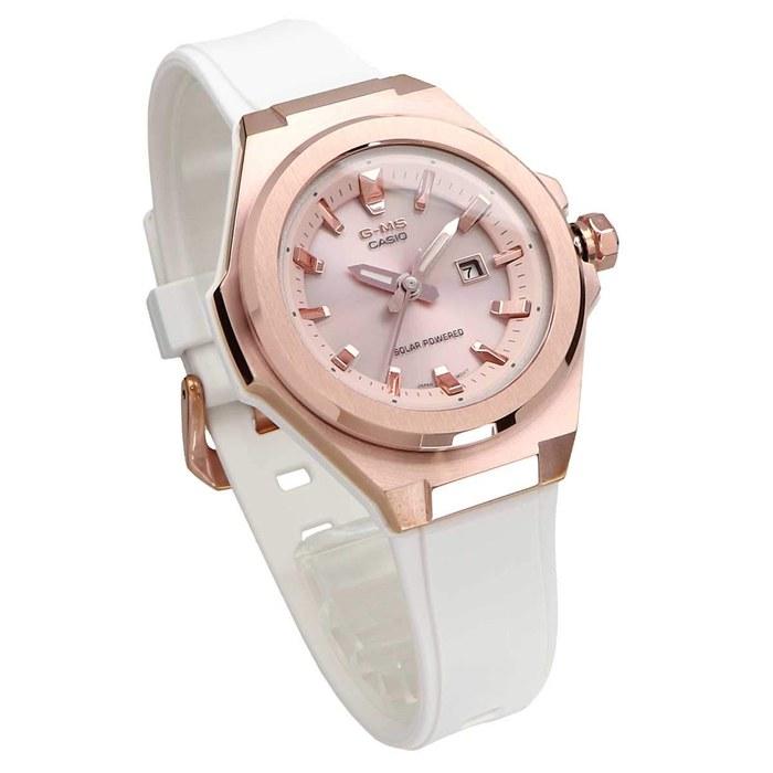 Casio Baby-G Женские Аналоговые Металлические Солнечные G-MS Белый Розовое Золото MSG-S500G-7A2