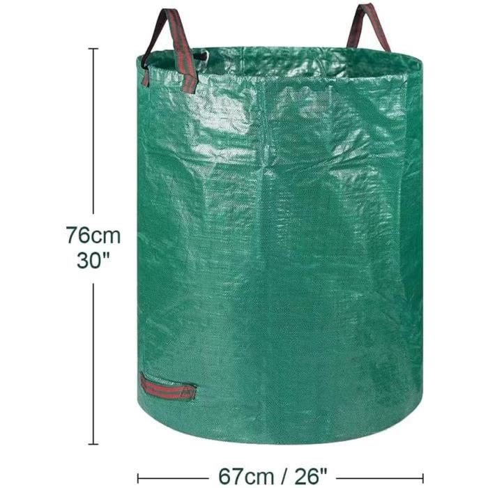 Sacs de déchets de jardin réutilisables - A386 - 72 gallons - PP durable imperméable anti-déchirure - 4 poignées renforcées