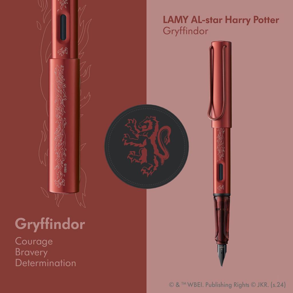 LAMY Harry Potter Gryffindor Special Edition Fountain Pen with House Engraving EF Steel Nib Lightweight Aluminum Body Includes LAMY T10 Blue Cartridge