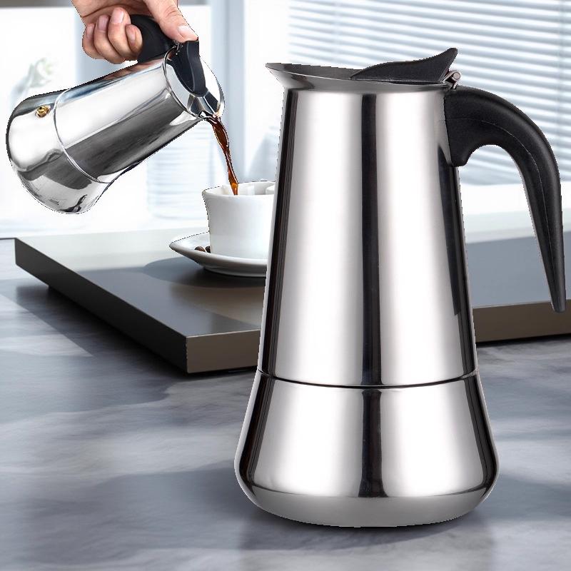 Stainless Steel Mocha Coffee Pot Kettle Stove Top Maker Classic Espresso Latte Cafe for Home Camping and Restaurant Bar Tools