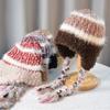 Autumn Winter Plush Knitted Wool Hat Multicolor Stitching Coldproof Ear Protection Bomber Hat Women's Hat