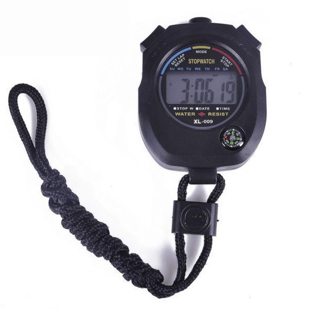 Professional LCD Sports Stopwatch Waterproof Training Timer Portable 24H Clock Watch