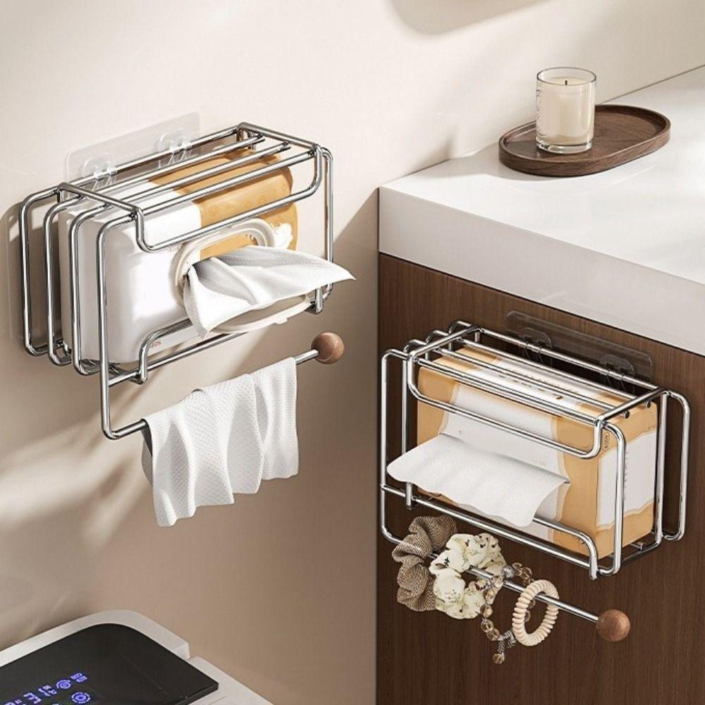 Wall Mounted Wet Wipes Holder Stainless Steel Paper Storage Box Tissue Dispenser Home Organizer