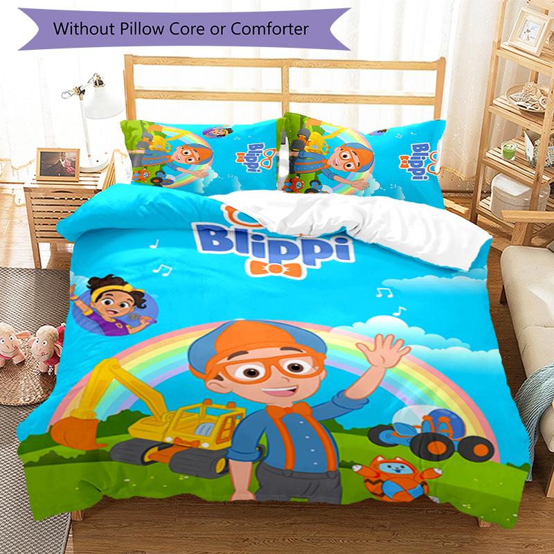 3pcs Blippi pattern bedding set duvet cover set includes duvet cover &pillowcases, perfect all season bedroom decoration & gift