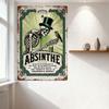 Винтажная металлическая вывеска Absinthe, Скелет с птицей, Потертое рустикальное настенное искусство для бара, мужской комнаты, домашнего декора