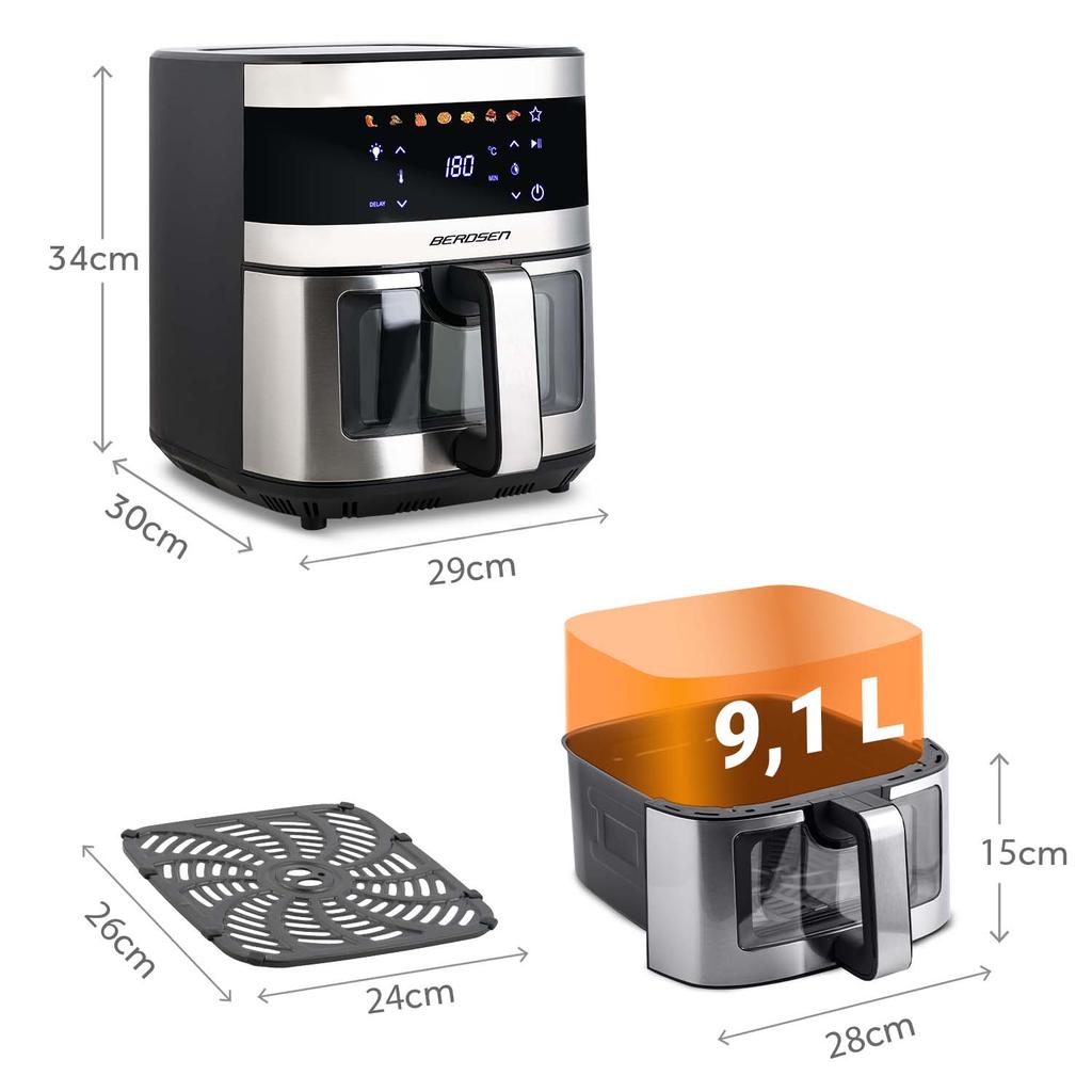 Air Fryer Large Fryer 9.1L Berdsen 1700 W Bd-656 Silver