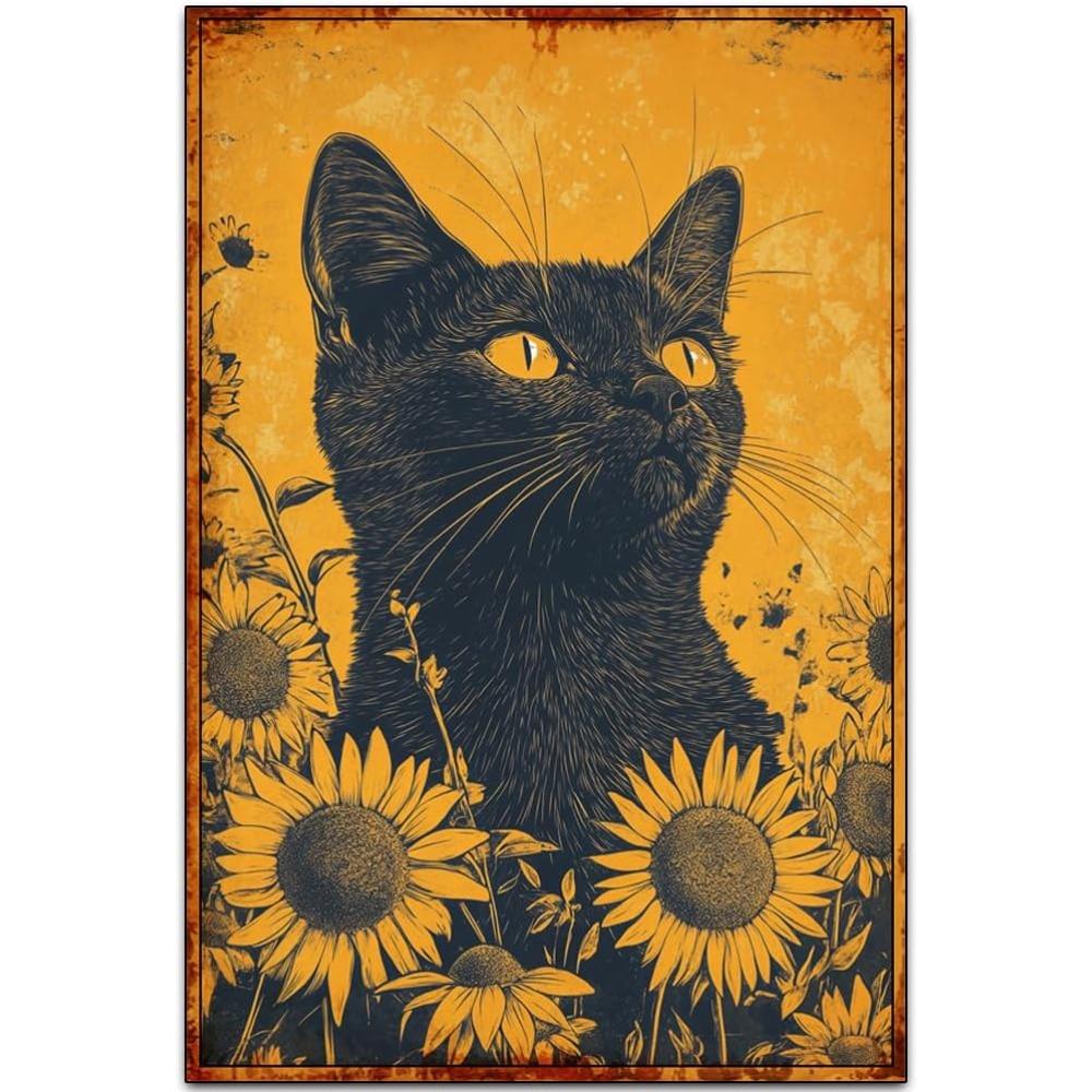 ProudCatVintageTinSign Proud Cat Tin Signs - Retro Classic Art, Original Vintage Design Garage Wall Decor