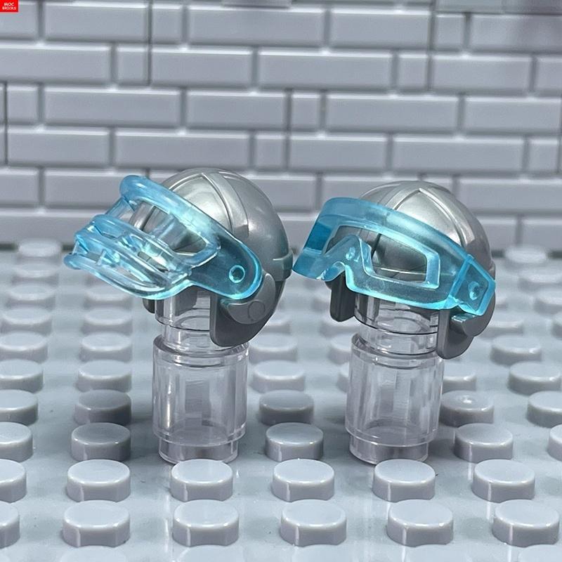 MOC Bricks 30170 30171 Pilot helmet Headgear Visor goggles 4cm Figure Wear DIY Building Blocks Toys Birthday Gifts