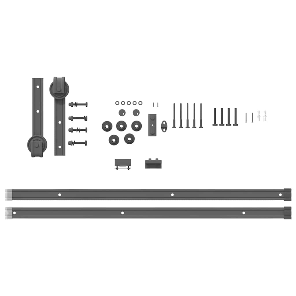 Sliding Door Hardware Set 200 cm Steel Black