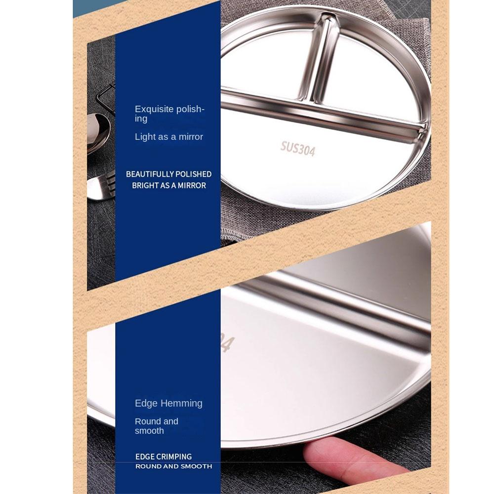 Reusable Divided Dinner Plates Unbreakable 3 Compartment Food Tray Portion Control Plate  Lunch