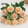 Eco-friendly Artificial Flower 10 Heads Attractive Single Branch Simulation Rose Flower Ornament