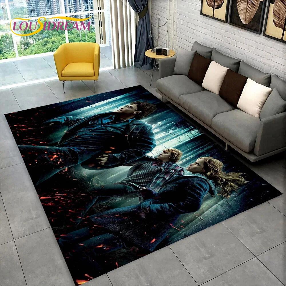 3D P-Potter Magic Academy Movie HD Rug Carpet for Living Room Bedroom Home Decor,Floor Mat Non-slip for Sofa Doormat Gift Kids