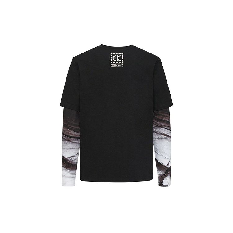 Fukushin Evisu Многослойный Логотип Имитация Двух peças Футболка Мужские Топы Черный 2EAGNM0TL573XX