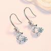 1 Pair Korean Style Hook Earrings Dolphin Design Shiny Rhinestones Drop Earrings Women Mid-length Earrings