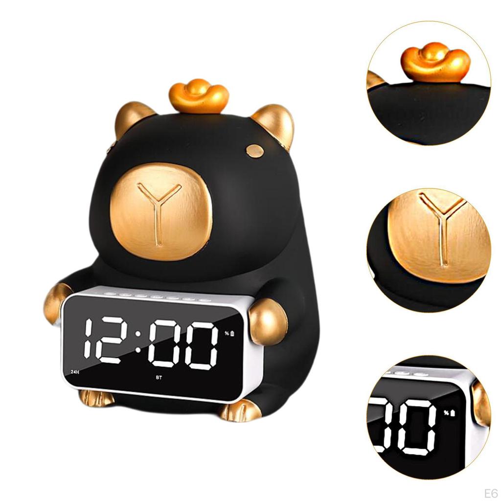 Capybara Figurine Bluetooth Speaker LED Alarm Clock Resin, Tissue Box Holder Table for Living