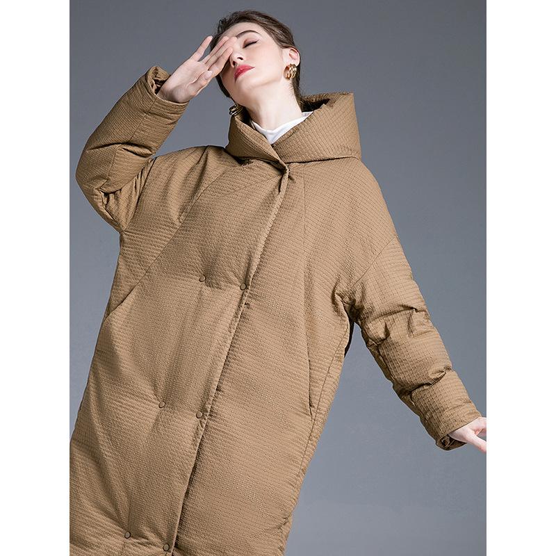 European and American new white duck down extended thickened knee cocoon large size down jacket women's high-end women's