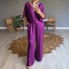 Satin Two Piece Outfits for Women Oversize V-neck Half Sleeve Top And Wide Leg Pants Set Casual Loose Lounge Suit
