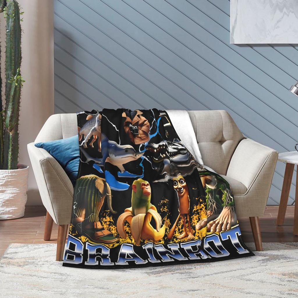 Bombardiro Crocodilo Tralalero Tralala Blankets Italian Brainrot Flannel Soft Throw Blanket for Home Restaurant Textile Decor