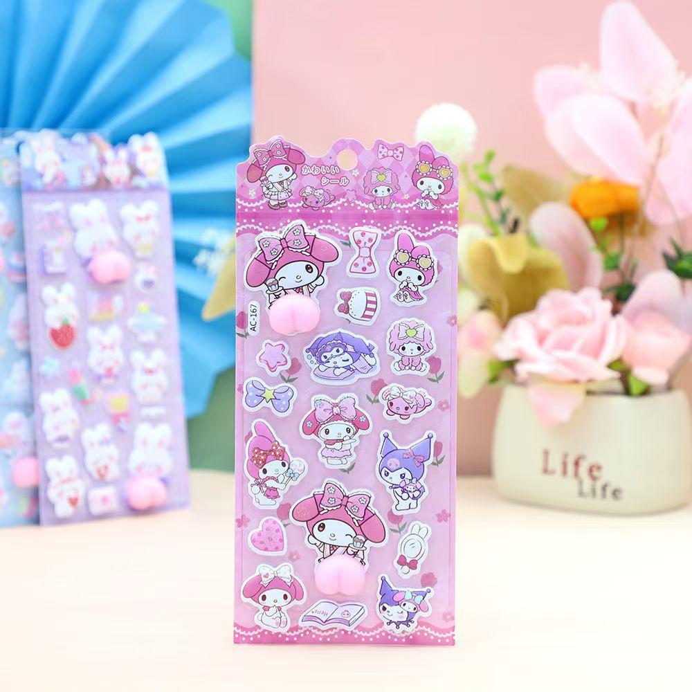 4 шт. Милые 3D Стикеры-Антистресс Cinnamoroll My Melody Kuromi Кавайные Сквиши Наклейки Игрушка для Снятия Стресса Подарок для Детей