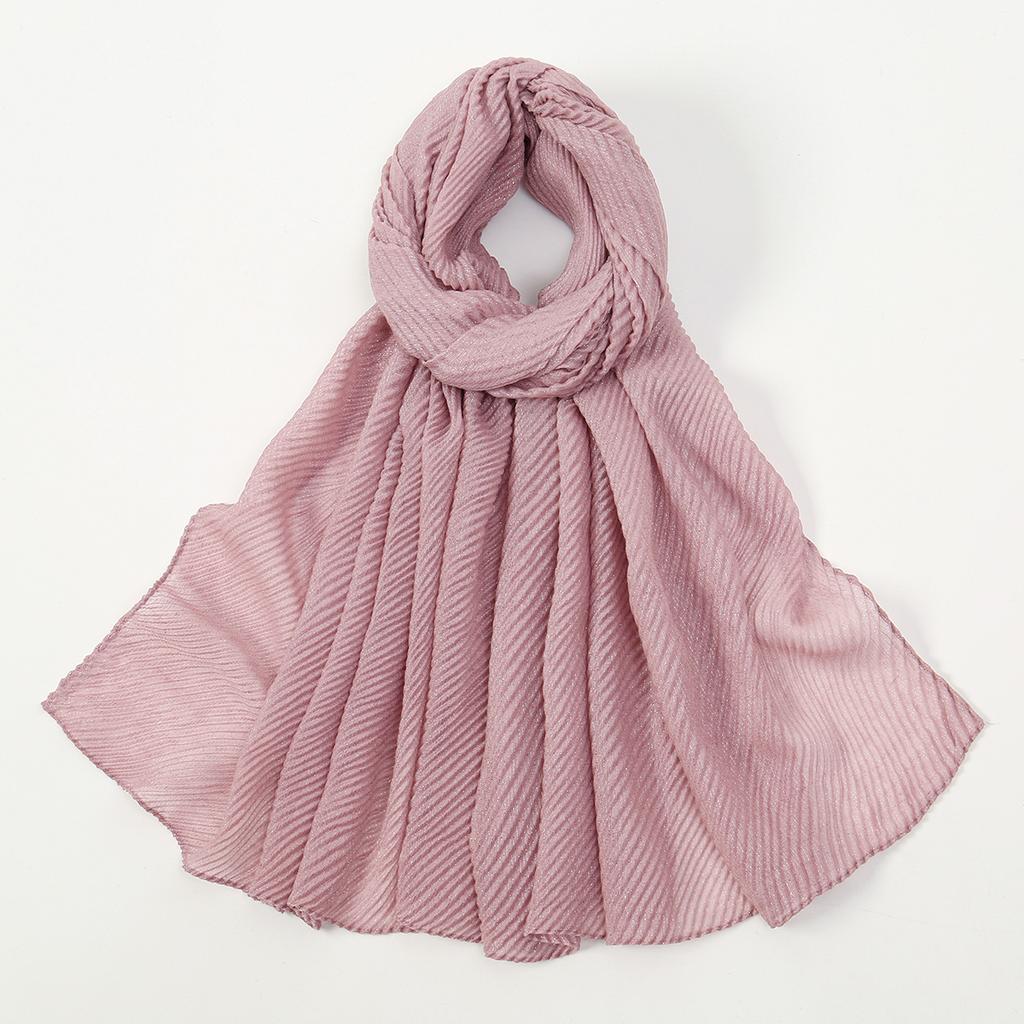 Big Size Pleated Shimmer Cotton Hijab Scarf For Women Muslim Long Shawls Solid Headscarf Wraps Islamic Headband Turban 180*90cm