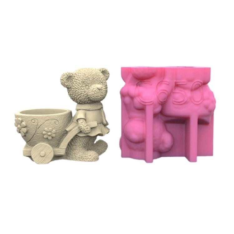 Силиконовая форма 3D Медведь для цветочных горшков Форма Бетон Цемент Эпоксидная смола Формы