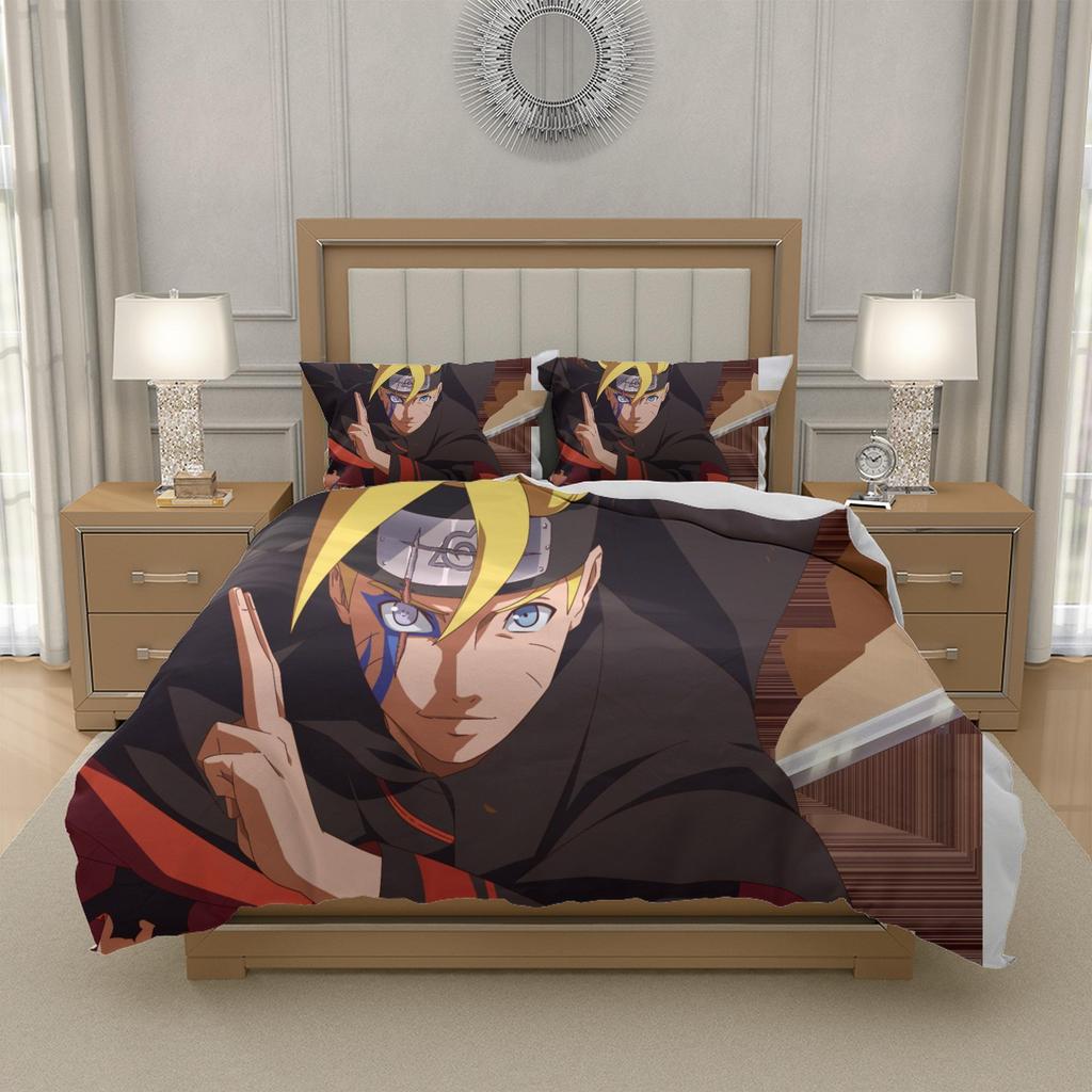 N-Naruto U-Uzumaki N-Naruto Anime Duvet Cover and Pillowcase Set Soft Microfiber Kids Room Gift Fits US UK EU AU DE Beds, Single Double Queen King