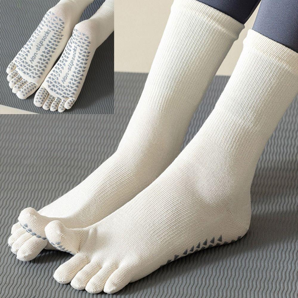 Mid-tube Women Yoga Socks Silicone Non-slip Dance Sports Socks Comfortable Split Toe Socks