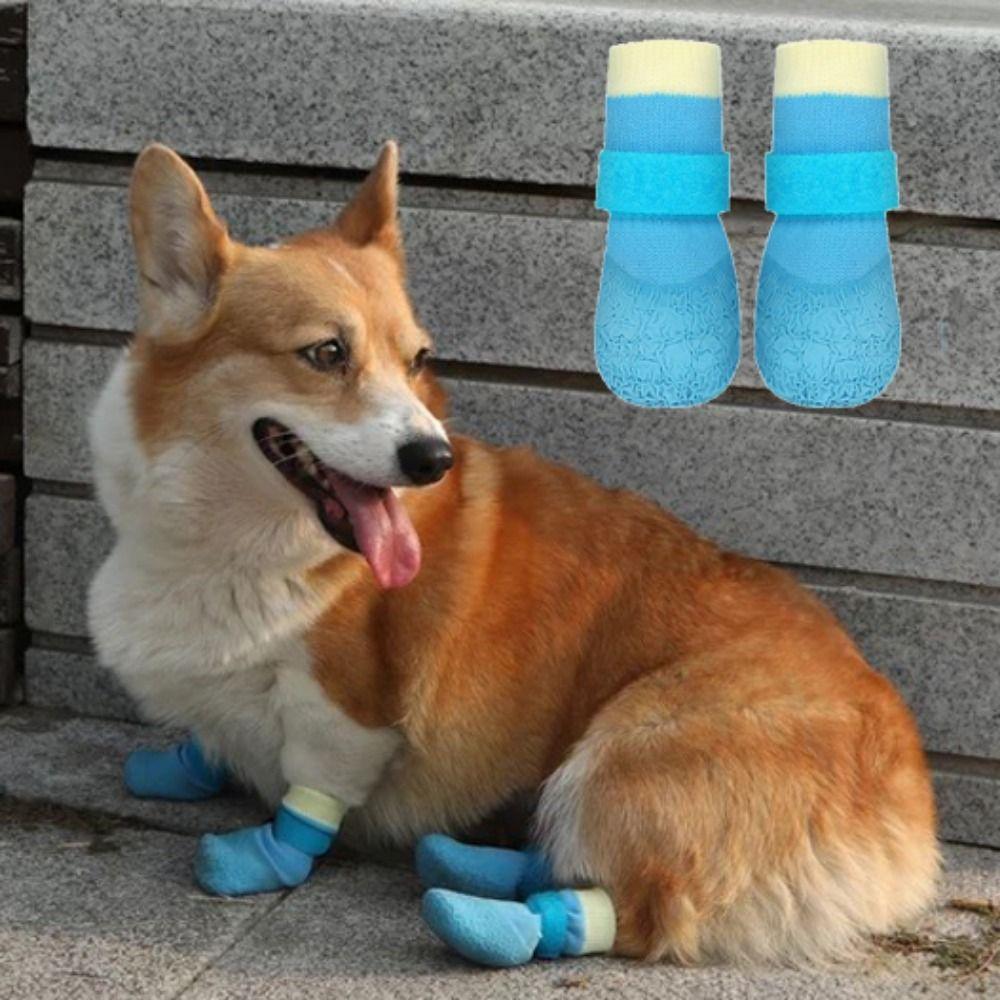 4 шт./компл. дышащие водонепроницаемые носки для собак с мягкой подошвой для ножек домашних животных для прогулок на открытом воздухе