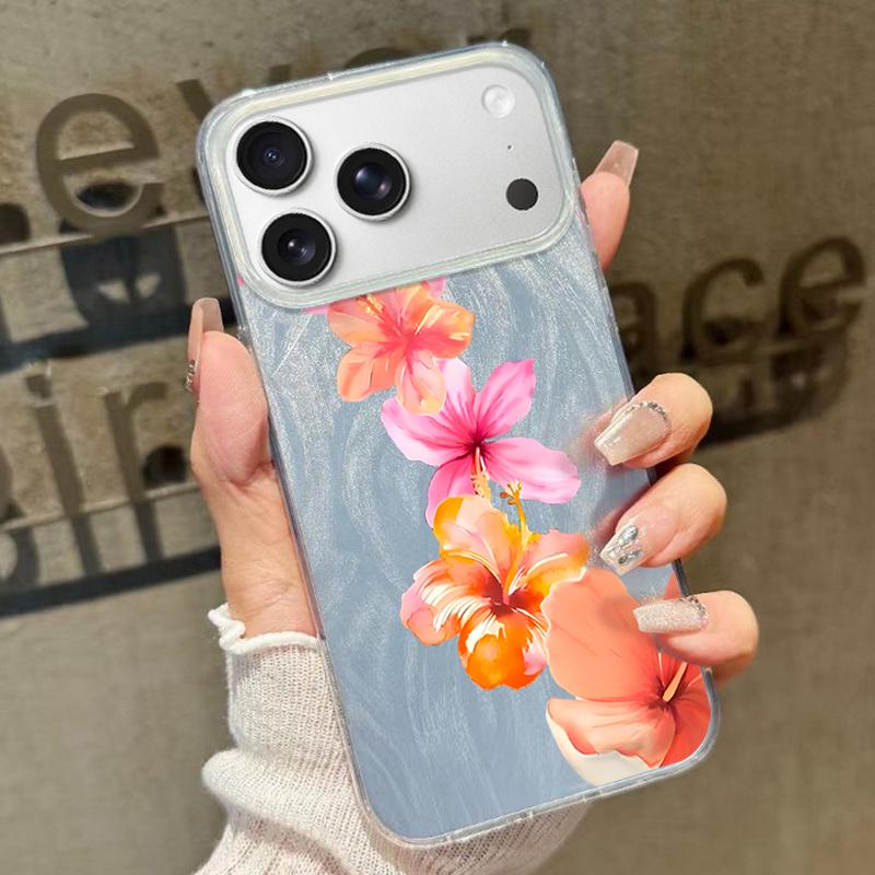 Slim Red Lily Flower Pattern Phone Case For iPhone 17 Air 16e 16 15 14 Pro Max 13 17 Pro Max Shockproof TPU Hybrid Hard PC Phone Cover