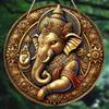 Wooden Ganesha Wall Hanging, Classic 2D Elephant-Headed God with Floral Design, for Door, Wall, Home, Room, Farmhouse, Street, Shop, Garage, Garden