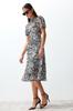 Women's Fashion New Dress Green Floral Patterned A-Line Flounce Lined Midi Woven Dress
