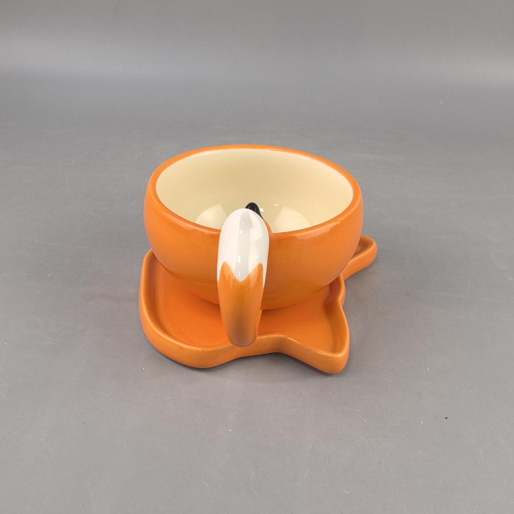 Autumn Forest Maple Leaf Fox Cup and Plate Set Cute Ceramic Mug Coffee Cup Water Cup for Girlfriend