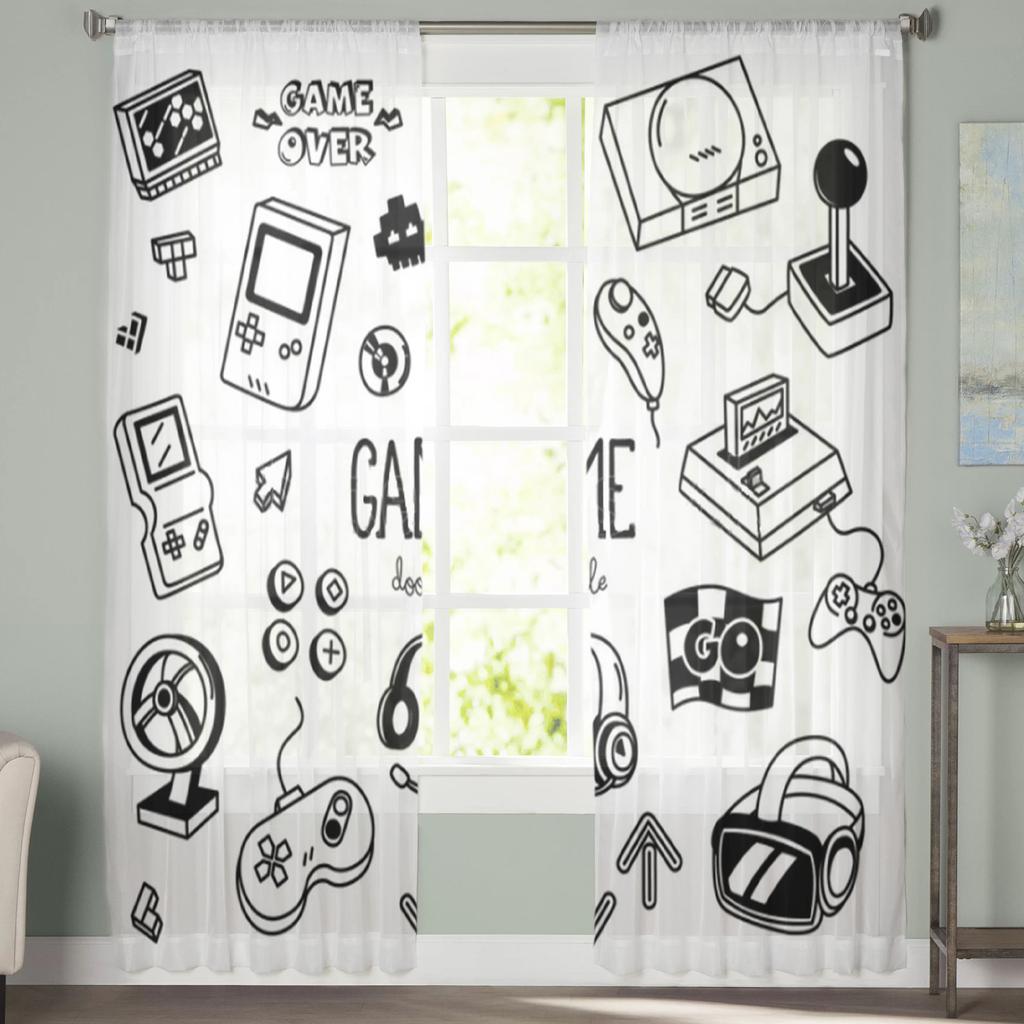 Игровой контроллер, прозрачные шторы для гостиной, спальни, тюлевые шторы, кухонные оконные шторы, панельные шторы