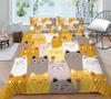 Home Textiles Fashionable Bed Cover Suit with Pillowcase 3D Yellow Folding Cat Printed Queen King Size Quilt Cover Set Bedroom Decoration