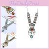 Ethnic Style Simulation Gemstone Decoration Women Metal Necklace Tassel With