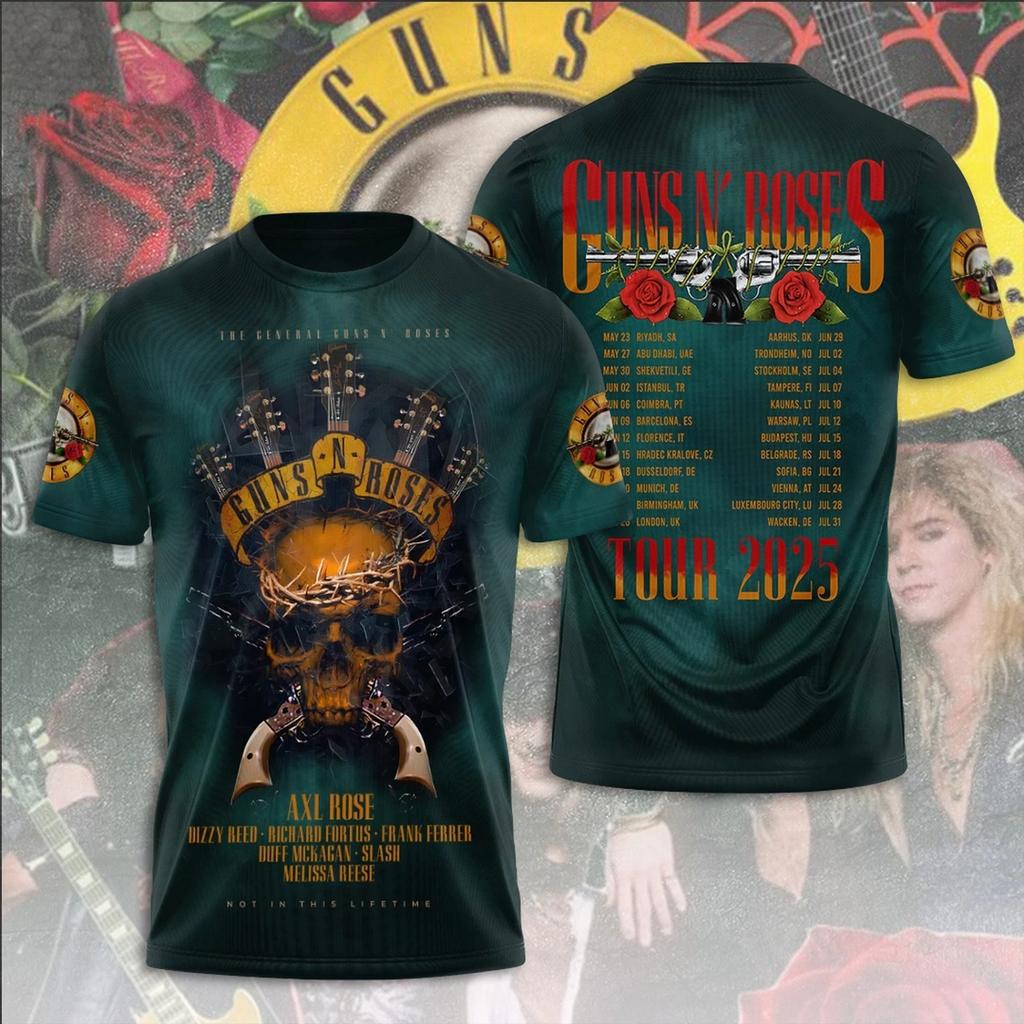 Guns N' Rose Тур Рок Поп Уличная 3D Печать Мужская Футболка Рубашка Американская Музыка Коллекционер Эпичный Харадзюку Топ Мужская Одежда