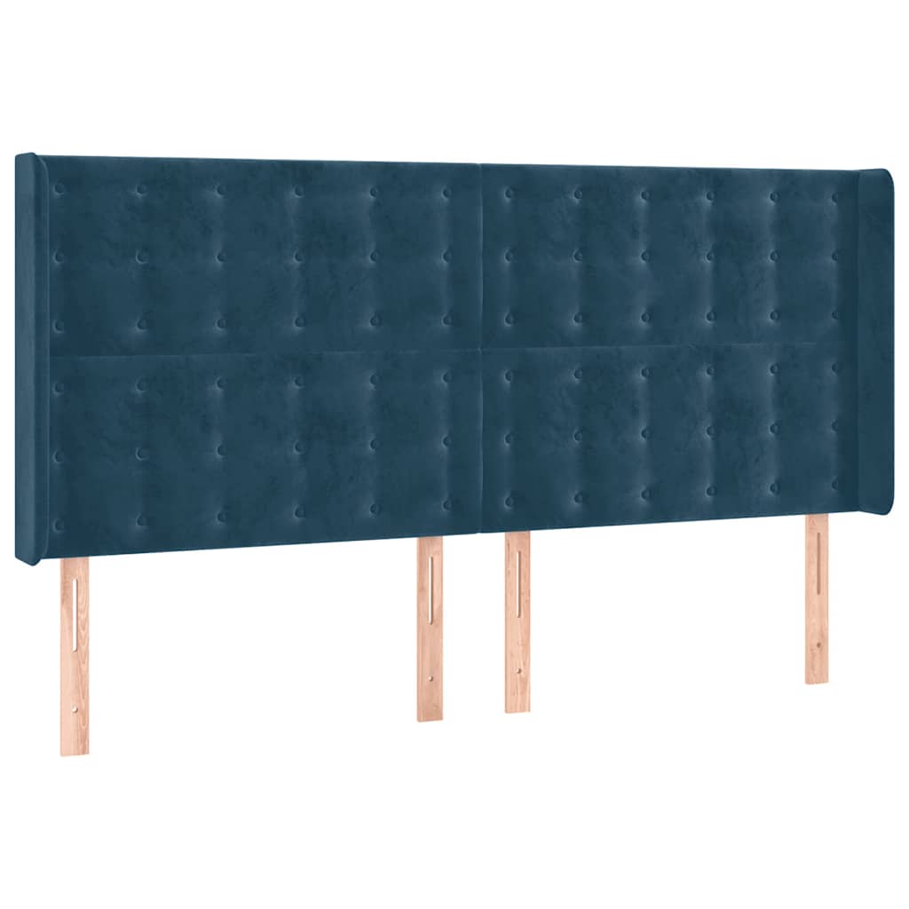 Headboard with Ears Dark Blue 203 x 16 x 118 128 cm Velvet